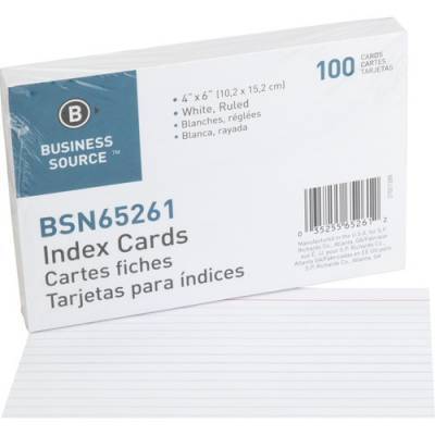 Business Source Ruled White Index Cards (65261)